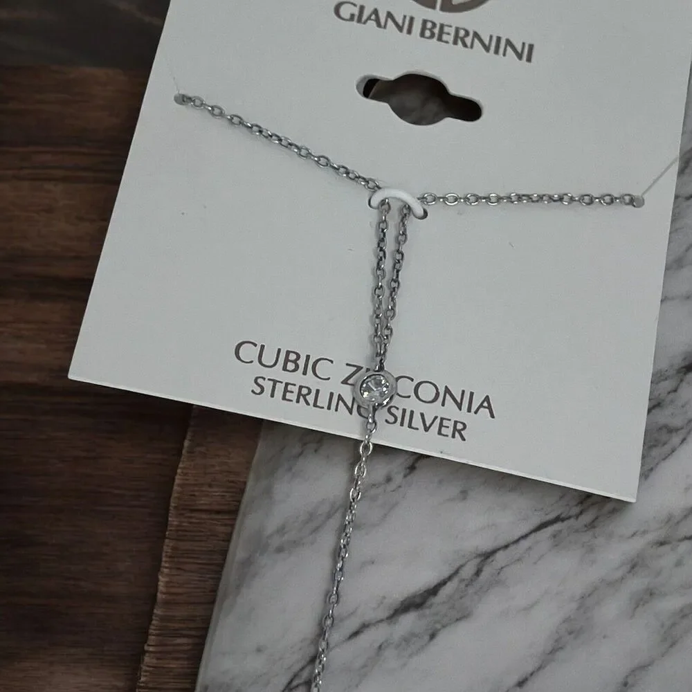 Sterling Silver Chain Drop CZ Necklace Star Pendant Chic Shiny Style Trendy NEW